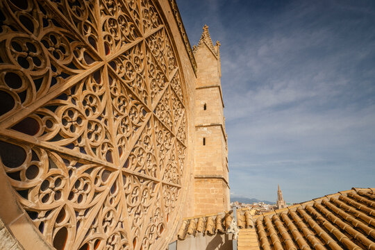 roseton mayor,Catedral de Mallorca , siglo  XIII, Monumento Hist&oacute;rico-art&iacute;stico, Palma, mallorca, islas baleares, espa&ntilde;a, europa