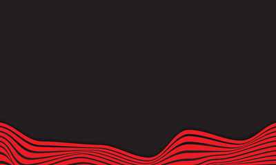 Abstract wave vector background. red and black curved line stripe. modern waves. wavy lines pattern. geometric line stripes. Trendy wavy background. 