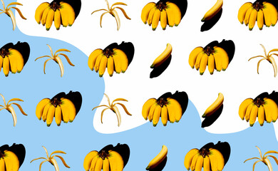 bananas in patterns with colorful background.