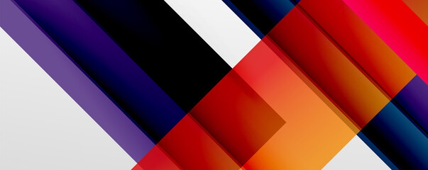 Geometric abstract backgrounds with shadow lines, modern forms, rectangles, squares and fluid gradients. Bright colorful stripes cool backdrops