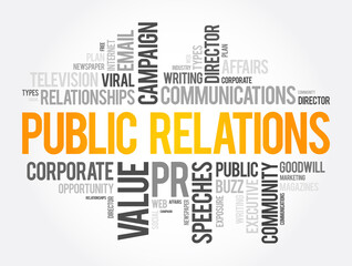 Public Relations word cloud collage, business concept background