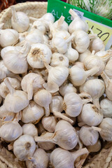 ajos, Mercado de Santa Catalina, barrio de Santa Catalina , Palma, Mallorca,Islas Baleares, Spain.