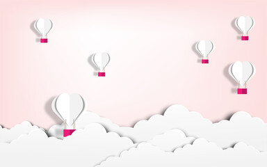 Naklejka premium hot air ballon paper cut