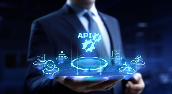 API application programming interface function and procedure development technology concept on screen.