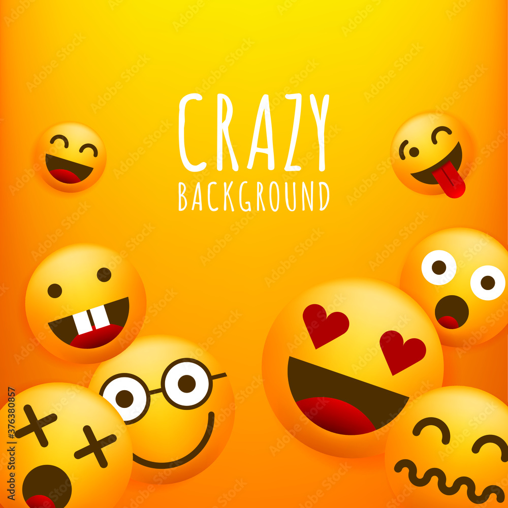 Poster high quality emoticon character yellow background . isolated vector elements