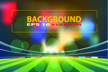 Football Arena. Sports stadium with lights background.