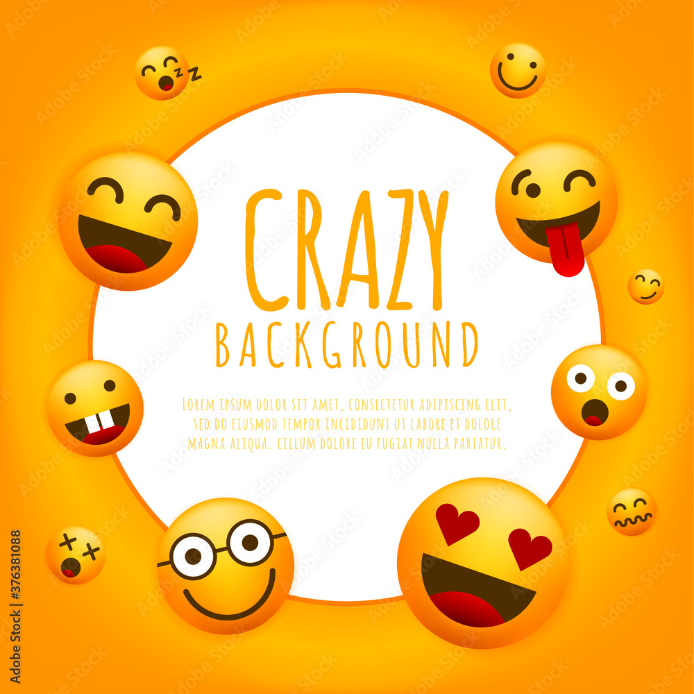 Poster high quality emoticon character yellow background . isolated vector elements