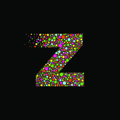 Letter Z in Dispersion Effect, Scattering Circles/Bubbles,Colorful vector