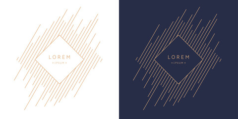 Postcard for text. Vector geometric illustration with gold lines.