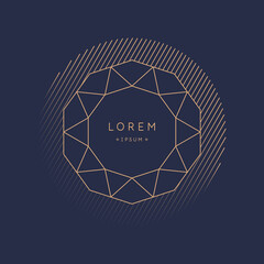 Abstract element with gold lines. Vector illustration.