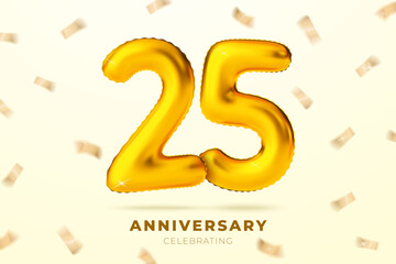 Vector anniversary golden ballons number 25