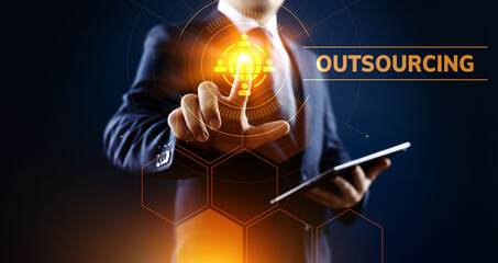 Outsourcing Global Recruitment Business and internet concept.