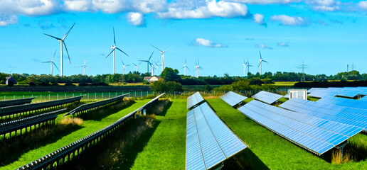 Alternative energy generation through wind turbines and modules to photovoltaics in Germany © Frank