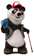 Fun 3D panda backpacker cartoon character © Julien Tromeur