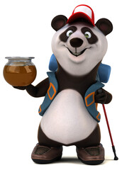 Fun 3D panda backpacker cartoon character © Julien Tromeur