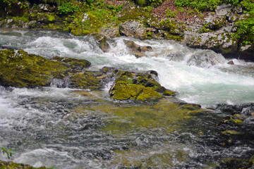 water flowing over rocks