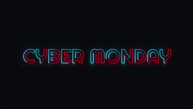 Neon Cyber monday letters that gradually emerge a product promotion idea of ​​late year.