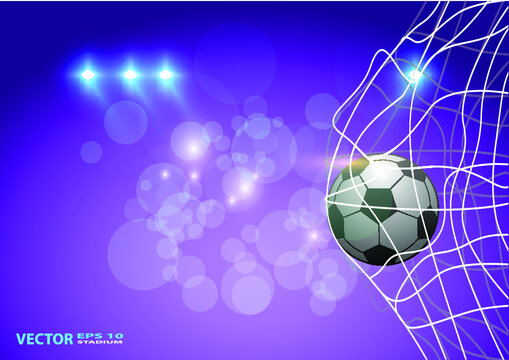 Goal. Soccer ball and confetti. World competition concept