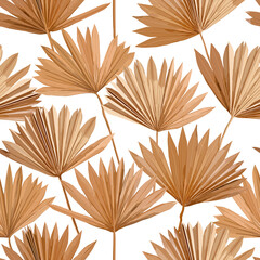 Tropische vector droge palm bladeren naadloze patroon, aquarel ontwerp boho achtergrond voor bruiloft, textiel print, exotische tropische behang textuur, dekking, achtergrond, decoratie
