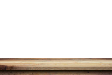 Empty wood table on isolate white background and display montage with copy space for product.