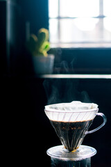 Coffee brewing in a dripper