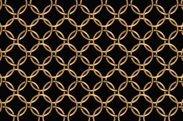 Fototapeta premium Golden circle pattern on black background. Vector gold pattern. Vector circle abstract pattern. Golden pattern. 