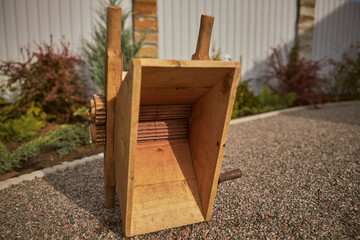 Wooden fruit crusher for wine and cider making