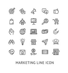 Inbound Marketing Black Thin Line Icon Set. Vector