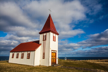 Fototapeta na wymiar A very old Icelandic church in a remote area, Iceland.