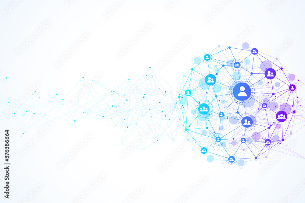 Wall mural internet connection background, abstract sense of science and technology graphic design. global netw