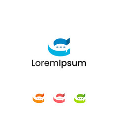 Naklejka premium Letter C with chat logo icon design template premium vector
