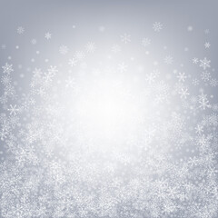 Silver Snowflake Vector Gray Background. Light 
