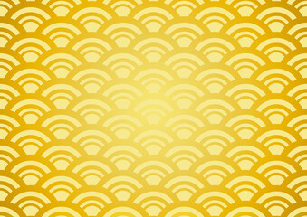金色の大きめ和柄のパターン　青海波の金屏風的なベクター背景イラスト