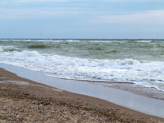 Relaxing seascape with wide horizon of the sky and the sea