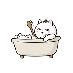 入浴する猫のベクターイラストレーション