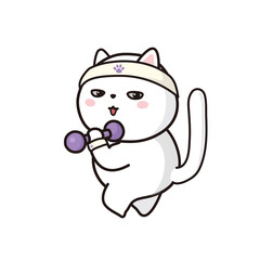 ダンベル体操をする猫