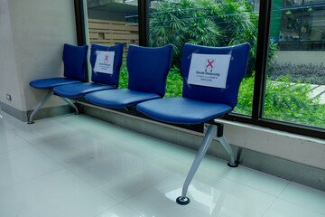 Social distancing seats protect corona virus spreader in the airport