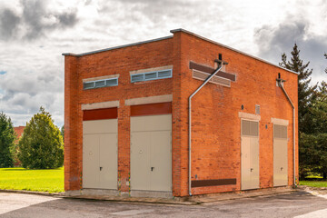 The electrical substation brick building