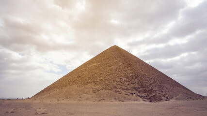 Fototapeta na wymiar Red Pyramid in Saqqara Complex of Egypt landmark early pyramid building history
