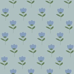 Wildflowers tulips, seamless pattern. Botanical vector illustration.  For paper, cover, fabric, gift wrapping, wall art, interior decor.