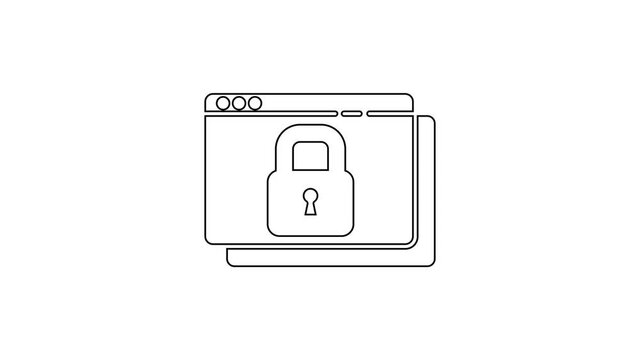Black line Secure your site with HTTPS, SSL icon isolated on white background. Internet communication protocol. 4K Video motion graphic animation.