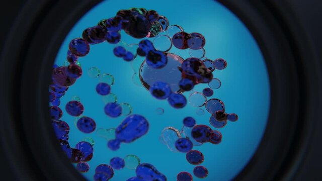 Bubbles liquid and molecule under microscope