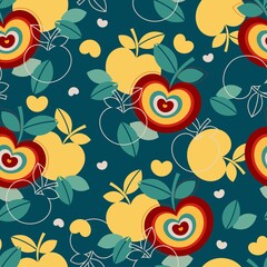 Seamless pattern with apples. Decorative flat style.
