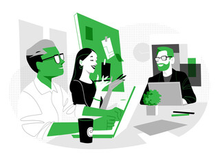 Gruppo di giovani professionisti che lavora insieme in ufficio © Hurca!