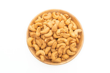 Cashew nuts on white background