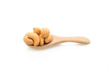 Cashew nuts on white background