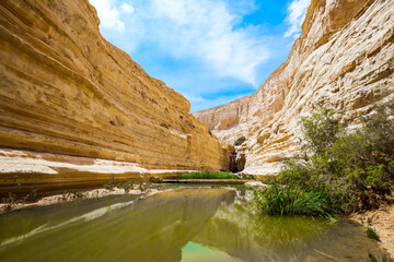 Picturesque waterfall in the Negev