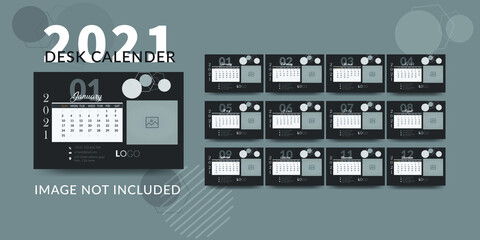 Simple calendar template for 2021,Vector calendar in clean minimal table simple style and black and white color,Week Starts Sunday.