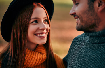 Couple in park in autumn