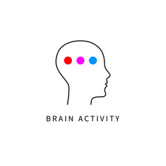 Brain activity of logo. Thinking person profile